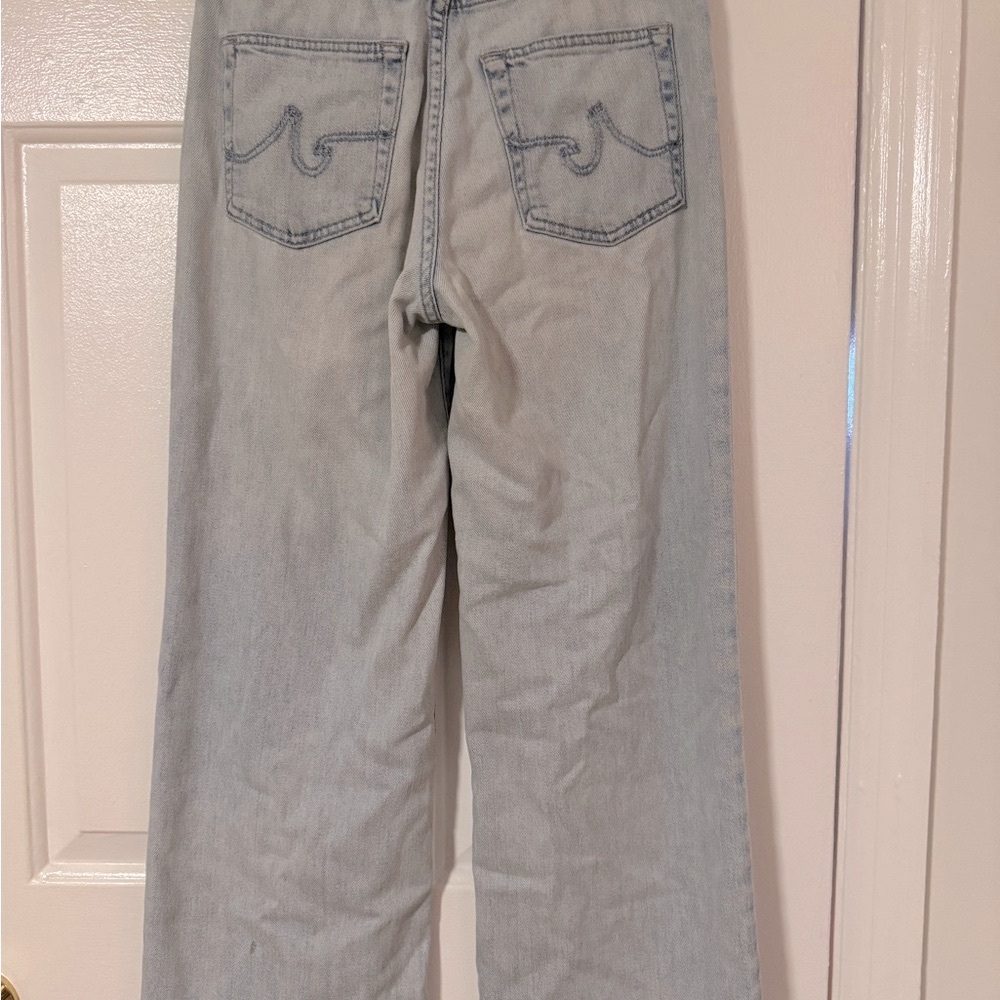 AG Adriano Goldschmied Distressed Light Blue Flare Jeans